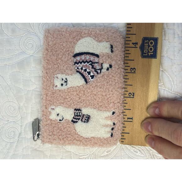 Cath Kidston London Pink Llama Sherpa Front Lined Zip Money Pouch - Picture 4 of 5